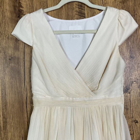 J. Crew Mirabelle Dress in Silk Chiffon, Champagne, size Petite 4, A0014 - Picture 2 of 14